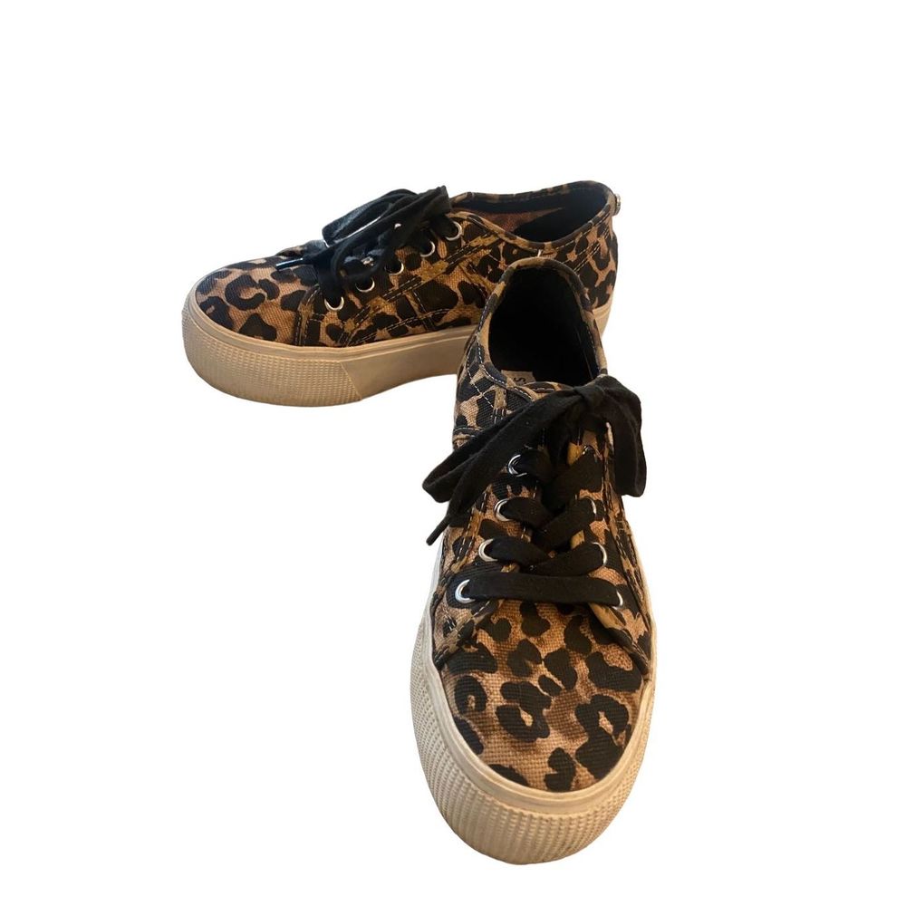 Steve Madden Leopard Print Platform Canvas Tennis Shoes Excellent Condition
